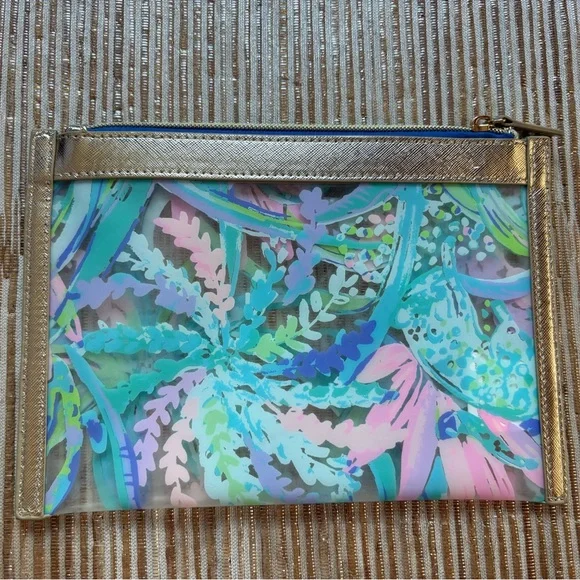 Lilly Pulitzer Multicolor Tropical Pouch with Gold Trim - Picture 2 of 2